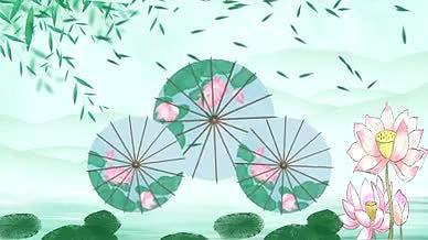 古风油纸伞背景视频视频的预览图